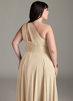 Azazie Charlize Bridesmaid Dresses Champagne A-Line One Shoulder Chiffon Dress image13
