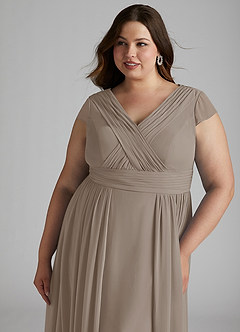 Azazie Organa Bridesmaid Dresses Taupe A-Line Pleated Chiffon Dress image11