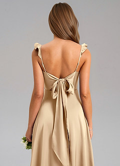 Azazie Everett Bridesmaid Dresses Champagne A-Line Stretch Satin Dress image7