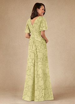 Azazie Emmeline Mother of the Bride Dresses Lemon Sorbet A-Line Pleated Floral Burnout Dress image2