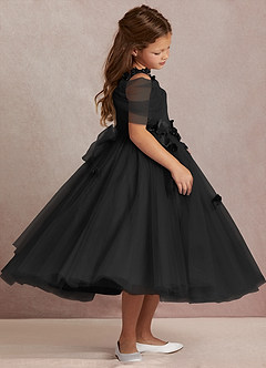 Azazie Shaylee Flower Girl Dresses Black A-Line Off the Shoulder Tulle Dress image4
