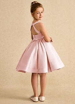 Azazie Julietta Flower Girl Dresses Blushing Pink Ball-Gown Convertible Tulle Dress image8