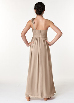 Azazie Flower Junior A라인 주름진 쉬폰 플로어 길이 주니어 신부 들러리 드레스 image2