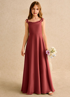 Azazie Puppy Girls Formal Flower Girl Dresses Terracotta A-Line Pleated Chiffon Dress image5