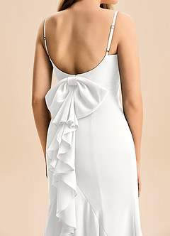 Azazie Lioren Junior White Mermaid Bow Chiffon Dress image6