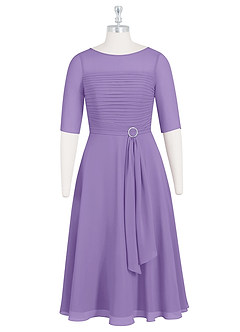 Azazie Naomi Kleider für die Brautmutter A-Linie Bootshals Gefaltet Chiffon Kleid Tahiti image7