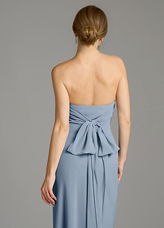 Azazie Ailanie Jurken voor bruidsmeisjes Jurk van Chiffon met Zeemeermin Strapless Stoffig Blauw image7