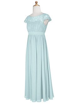 Azazie Silvermist Junior Mist A-Line Pleated Chiffon Dress image10