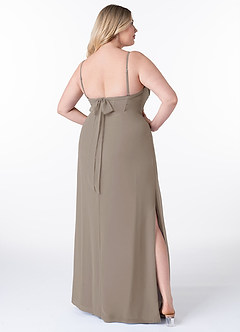 Azazie Mai Bridesmaid Dresses Taupe Sheath Pleated Chiffon Dress image9