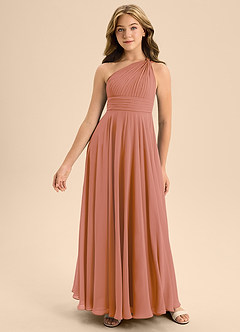 Azazie Charlize Junior MAI TAI A-Line Pleated Chiffon Dress image3