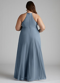 Azazie Annabelle Maternity Bridesmaid Dresses A-Line V-Neck Pleated Mesh Floor-Length Dress image8
