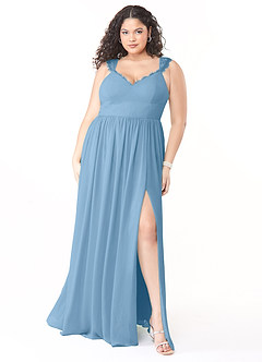 Azazie Cleobella Bridesmaid Dresses Steel Blue A-Line Sweetheart Lace Chiffon Dress image8