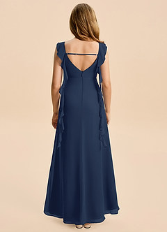 Azazie Cindy Junior Dark Navy A-Line Ruched Chiffon Dress image5