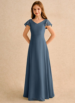 Azazie Nari Girls Formal Flower Girl Klänningar Klä A-Line i Chiffong med ärmar image6