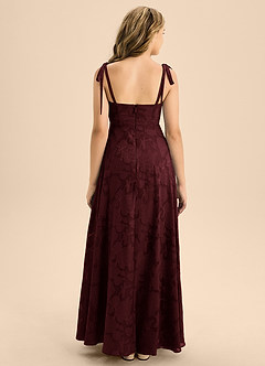 Azazie Rosey Junior Cabernet A-Line Sweetheart Neckline Floral Burnout Dress image2