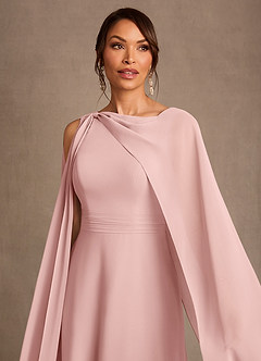 Azazie Liddie vestidos de madre de la novia Vestido de Rosa Empolvado de Gasa de Corte en A con Plisado image5