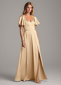 Azazie Chloe Bridesmaid Dresses Champagne A-Line Sweetheart Neckline Stretch Satin Dress image5