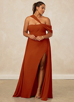 Christian Siriano Bridal for Azazie 1014 Bridesmaid Dresses Paprika A-Line Off the Shoulder Chiffon Dress image13