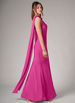 Azazie Kinsley Bridesmaid Dresses Fuchsia Mermaid Side Slit Stretch Satin Dress image6