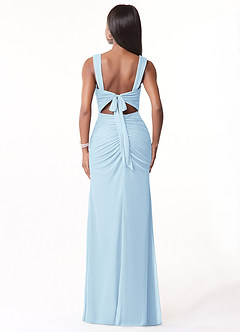 Azazie Jesaphine Bridesmaid Dresses Sky Blue Sheath Ruched Mesh Dress image3