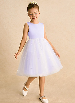 Azazie Esme Abiti da Ragazza di Fiori Abito Principessa in Tulle Fiocco Lilla image3