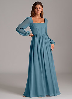 Azazie Maree Robes de demoiselle d'honneur Robe Trapèze en Mousseline de soie Corset Bermude image3