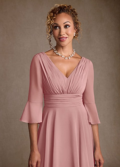 Azazie Aerynne Mother of the Bride Dresses Dusty Rose A-Line Pleated Chiffon Dress image5