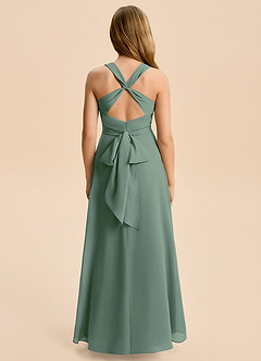 Azazie Kirsten Junior Eucalyptus A-Line Pleated Chiffon Dress image3