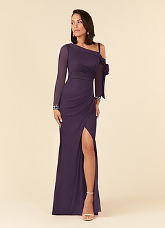 Azazie Marna Kleider für die Brautmutter Etui One-Shoulder Gittergewebe Kleid Pflaume image1