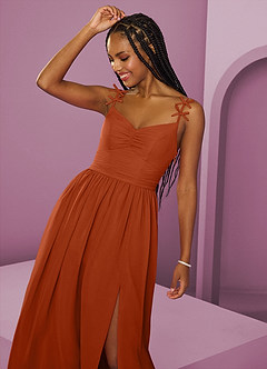 Barbie ♥ Azazie Bridesmaid Dresses Burnt Orange A-Line Pleated Chiffon Dress image11