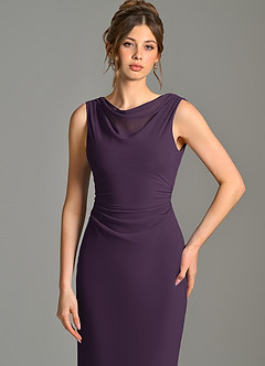 Azazie Kieryn Bridesmaid Dresses Plum Mermaid Pleated Chiffon Dress image6