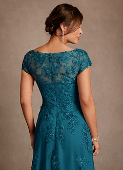 Azazie Jalinda Moeder van de bruid jurken A-Lijn Jurk van Chiffon Kant Inkt Blauw image6