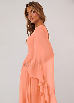 Barbie ♥ Azazie Bridesmaid Dresses Sunset A-Line Long Sleeve Chiffon Dress image6