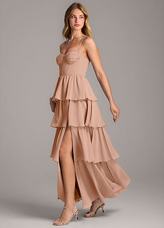 Azazie Alanna Bridesmaid Dresses Champagne Rose A-Line Sweetheart Neckline Chiffon Dress image4