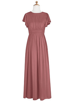 Azazie Mosley Junior Dark Green A-Line Ruched Mesh Dress image7