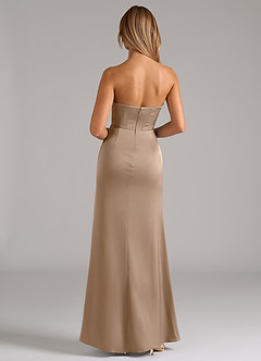 Azazie Johana Bridesmaid Dresses Taupe Mermaid Off the Shoulder Stretch Satin Convertible Dress image7