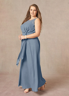 Azazie Marchioness Mother of the Bride Dresses Twilight A-Line Scoop Pleated Chiffon Dress image9