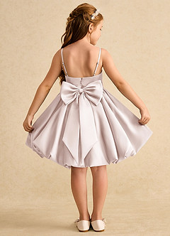 Azazie Davine Flower Girl Dresses Rose Petal A-Line Spaghetti Strap Matte Satin Dress image1