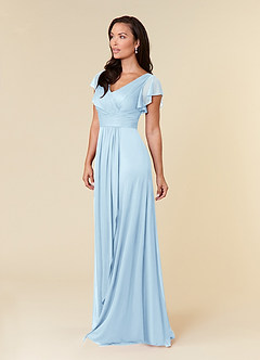 Azazie Reneya Mother of the Bride Dresses Sky Blue A-Line Pleated Mesh Dress image2