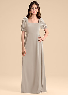 Azazie Briar Junior Frost A-Line Bow Stretch Satin Dress image3