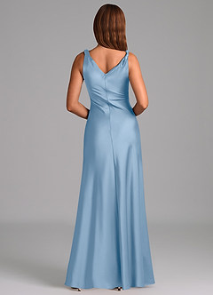 Azazie Nerine Bridesmaid Dresses Powder Blue A-Line Pleated Stretch Satin Dress image5