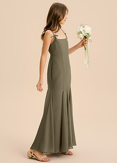 Azazie Evey Junior Abito Sirena in Chiffon Plissettato Willow Green image5