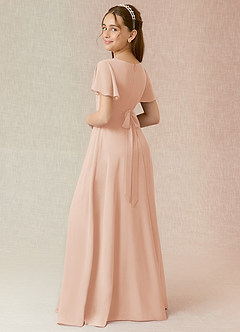 Azazie Induh Junior Robe Trapèze en Mousseline de soie Rayé Rose Perle image2