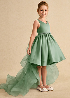 Azazie Julietta Blumenmädchenkleider Ballkleid Cabrio Tüll Kleid Matcha image3