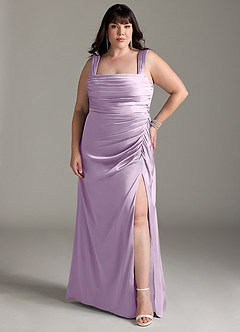 Azazie Jesaphine Bridesmaid Dresses Frosted Lilac Sheath Bow Stretch Satin Dress image8