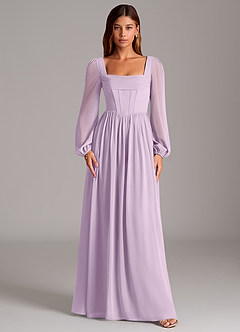 Azazie Maree Brudtärnklänningar Klä av A-Linje i Chiffong Korsett Frostad Lila image5