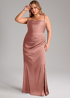 Azazie Leonis Bridesmaid Dresses Rosette Mermaid Pleated Stretch Satin Convertible Dress image12