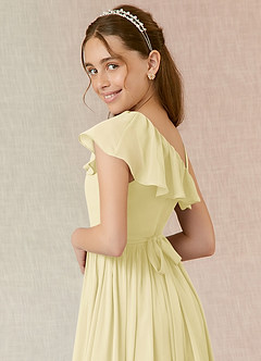 Azazie Mango Junior A-Linie Gestreift Chiffon Kleid Zitronensorbet image5