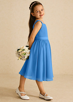 Azazie Ari Flower Girl Dresses Blue Jay A-Line Sleeveless Chiffon Dress image3