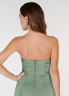 Azazie Yola Bridesmaid Dresses Matcha Sheath V-Neck Pleated Stretch Satin Convertible Dress image7